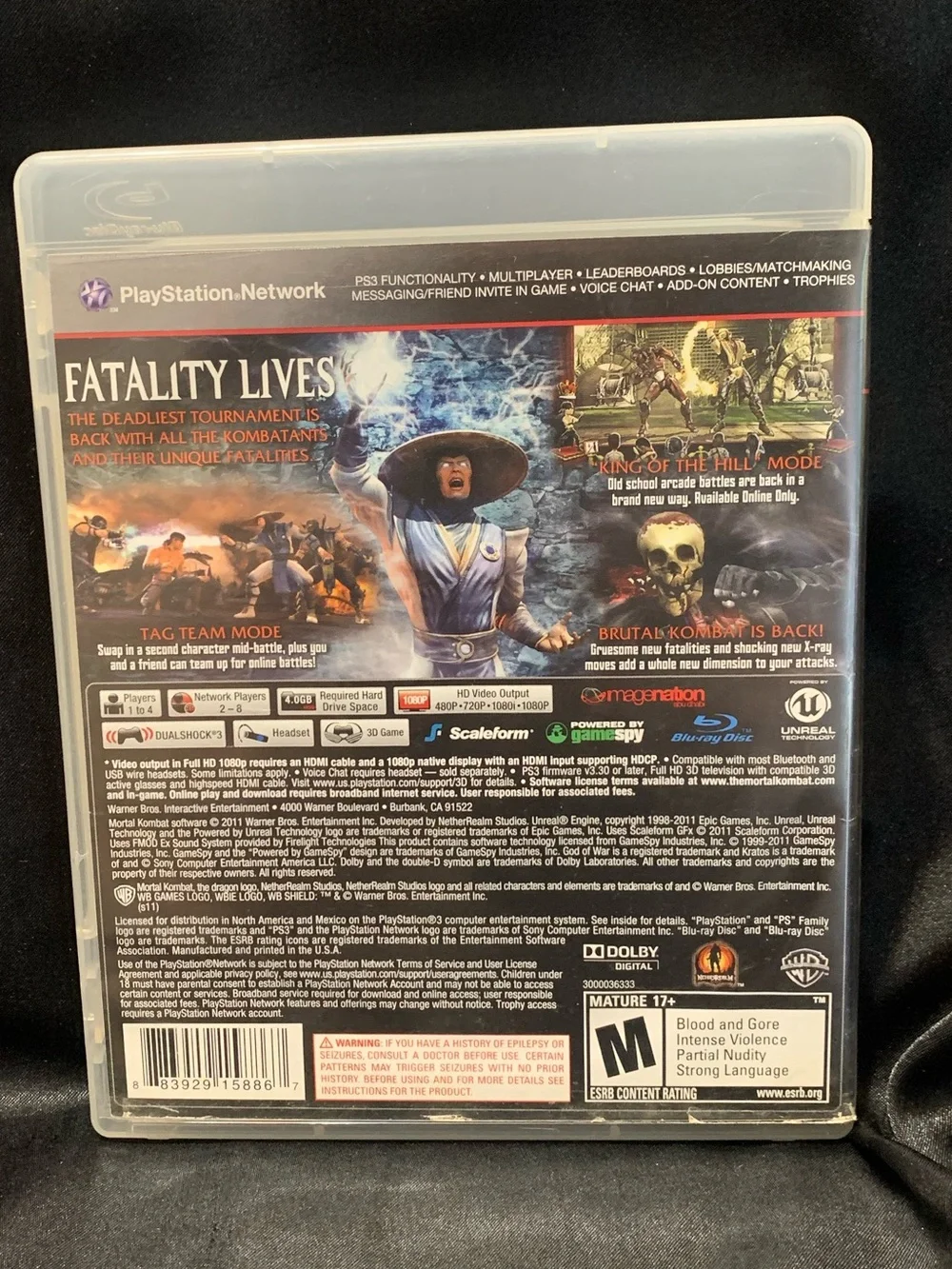 MORTAL KOMBAT PS3 Video Game Exclusive Content Kratos Rated M EUC